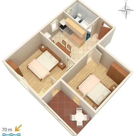 Apartment By The Sea Mandre, Pag - 3084 *